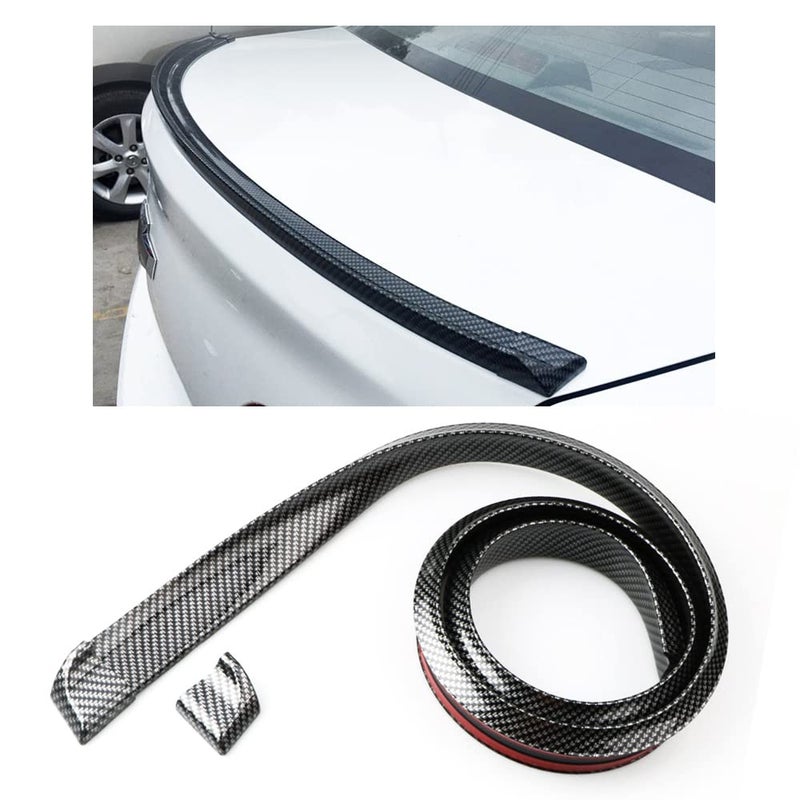 Banseko Car Trunk Spoiler Roof Lip Kit,3D PU Rear Trunk Lip or Roof Spoiler Sticker Bar with Carbon Fiber Pattern,Car Rear Spoiler Exterior Rear Spoiler Kit, Punch-Free Installation for Most Cars (Carbon) - Image 1
